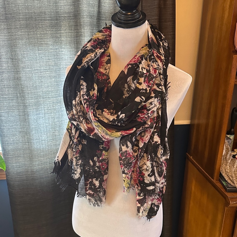 Mossimo Black Floral Scarf
